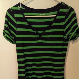 Express Green and Blue striped T-Shirt Size Small